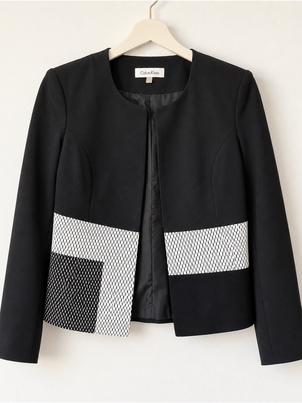 Calvin Klein Black & White Colorblock Jacket Size 8